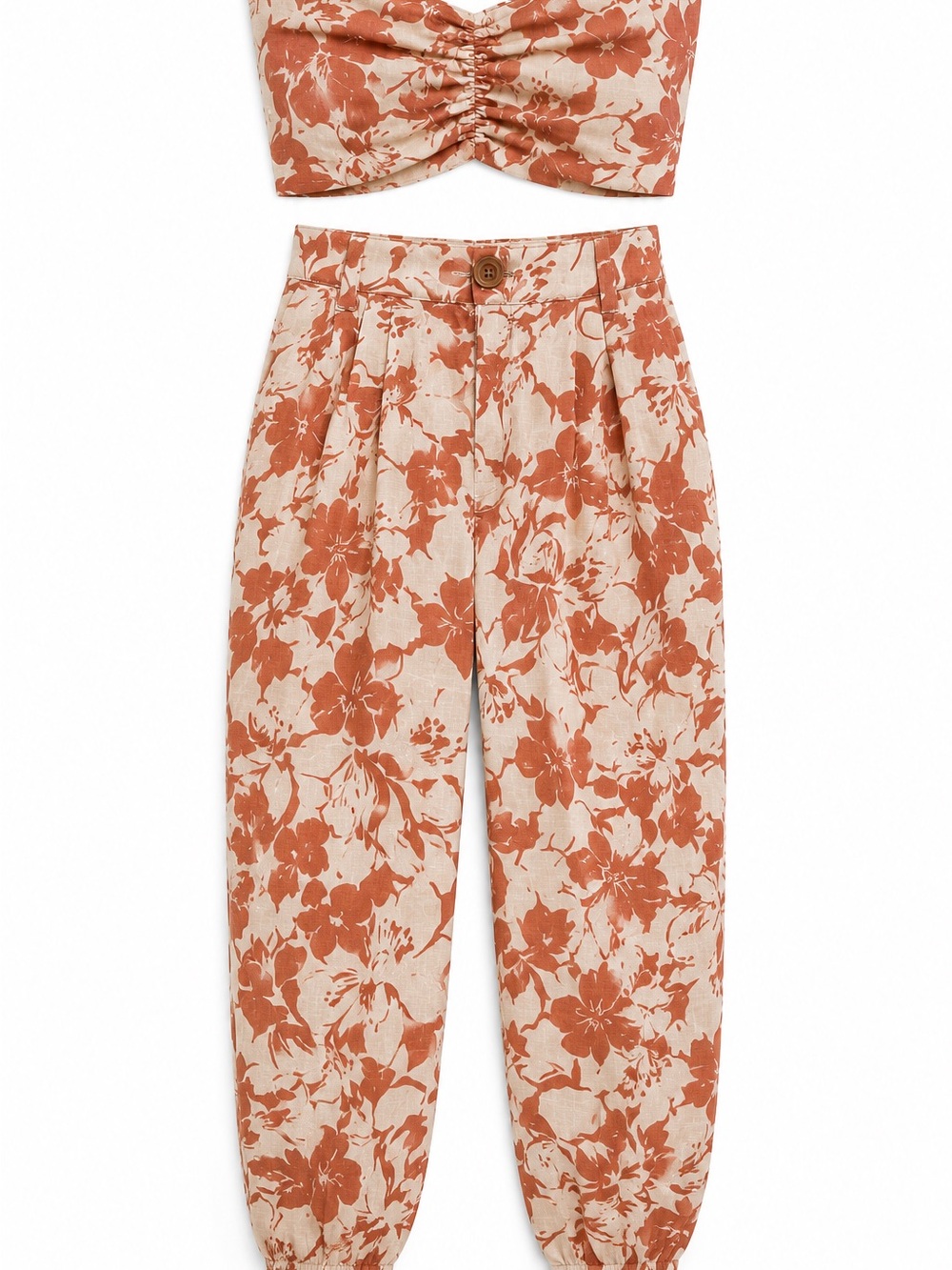 Lovers + Friends Rust and Cream Floral Jogger Pants